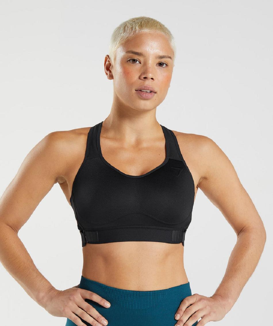 Gymshark Racerback High Support Ženske Sportski Grudnjak Crne | HR 3450YXF